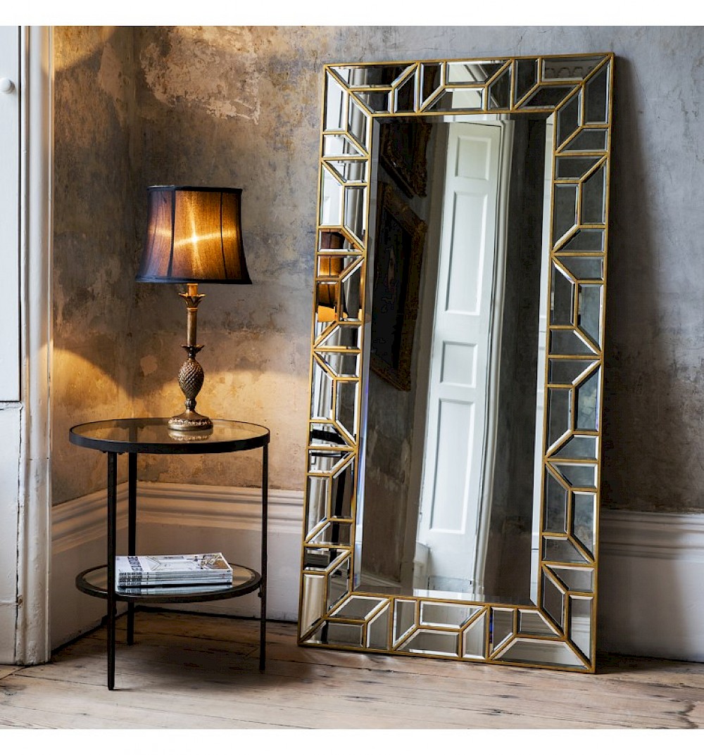 Geneva Leaner Mirror, Antique Gold