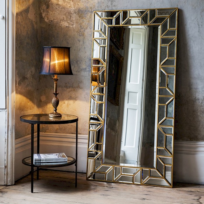 Geneva Leaner Mirror, Antique Gold