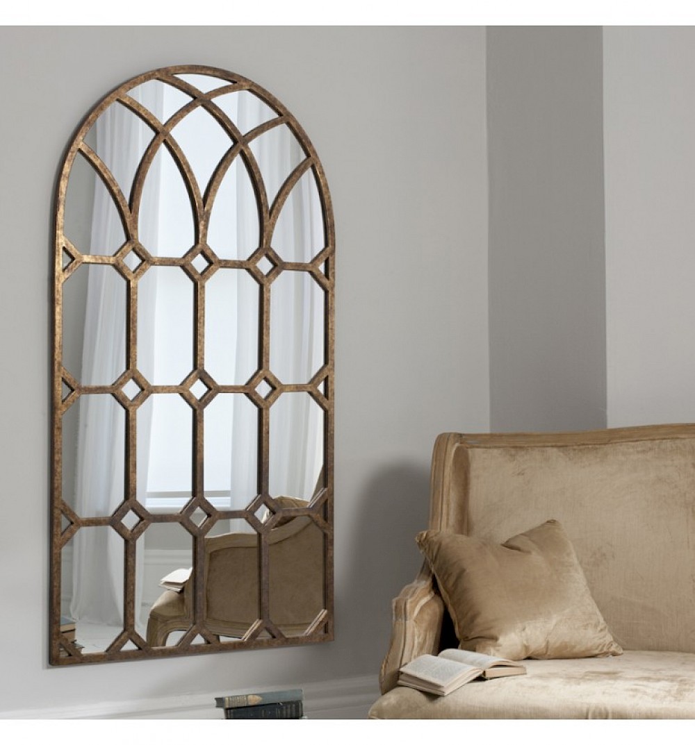 Monarch Oval/Lattice Mirror, Antique Gold
