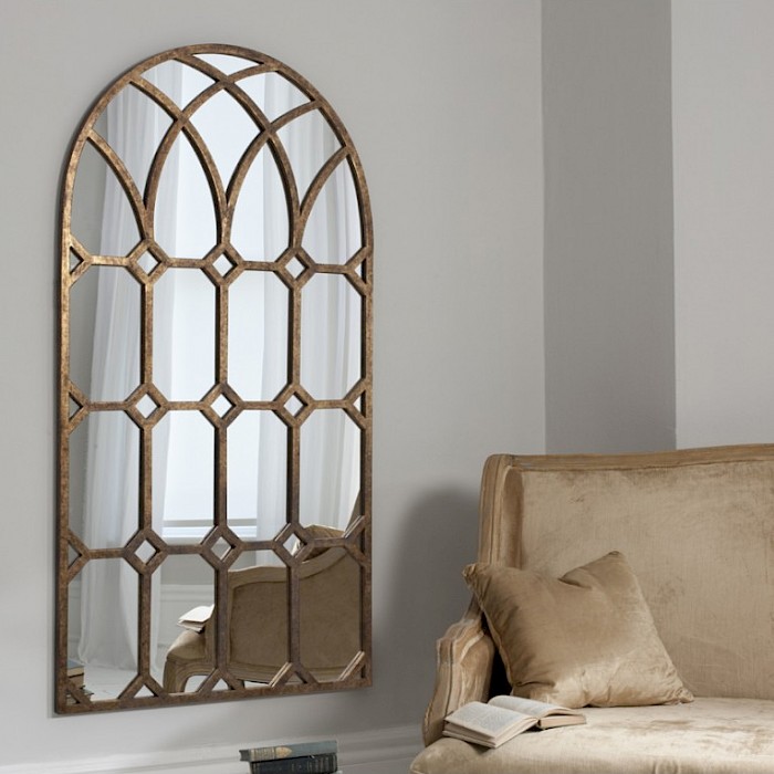 Monarch Oval/Lattice Mirror, Antique Gold