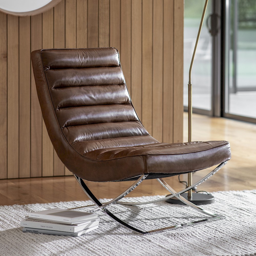 Belgravia Lounger Chair, Brown Leather