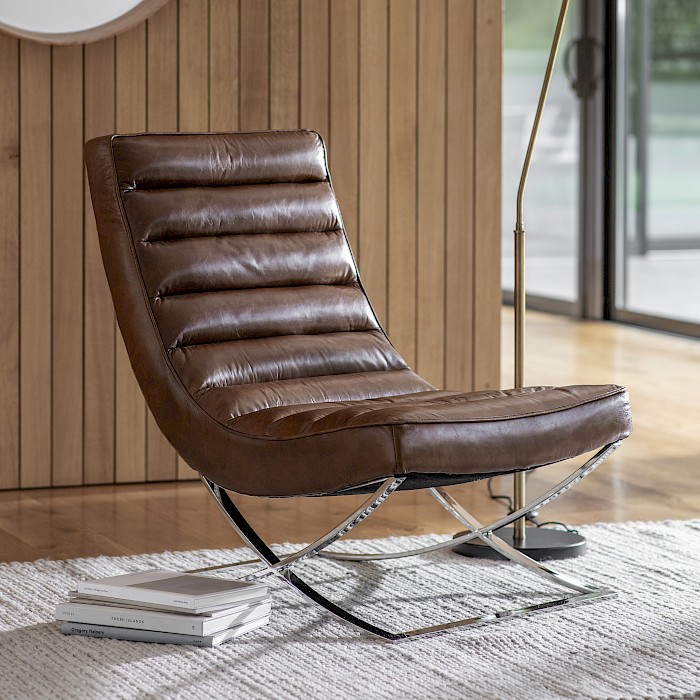 Belgravia Lounger Chair, Brown Leather