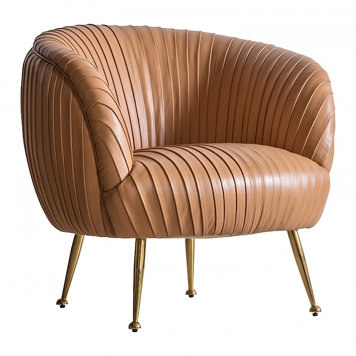 Andorra Tub Chair, Brown Leather